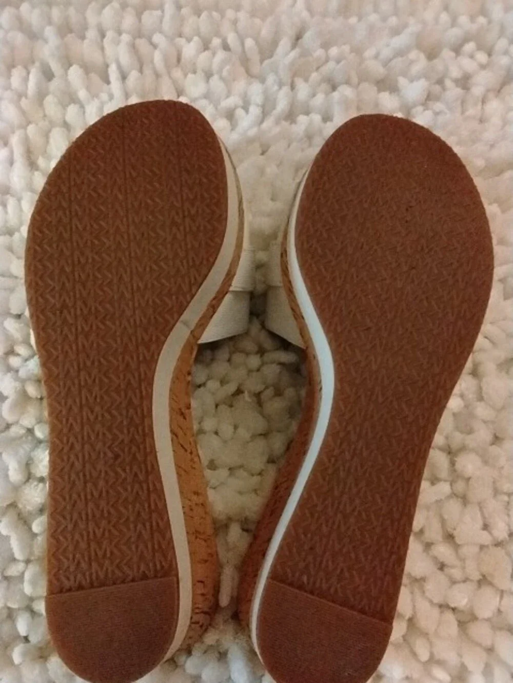 Michael Kors White Cork Slide Mules with Silver MK Emblem